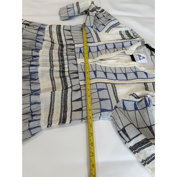 Pearl & Caviar Embroidered Knee Length Dress Blue Tiered Pleated  M/L Greece - Picture 8 of 11